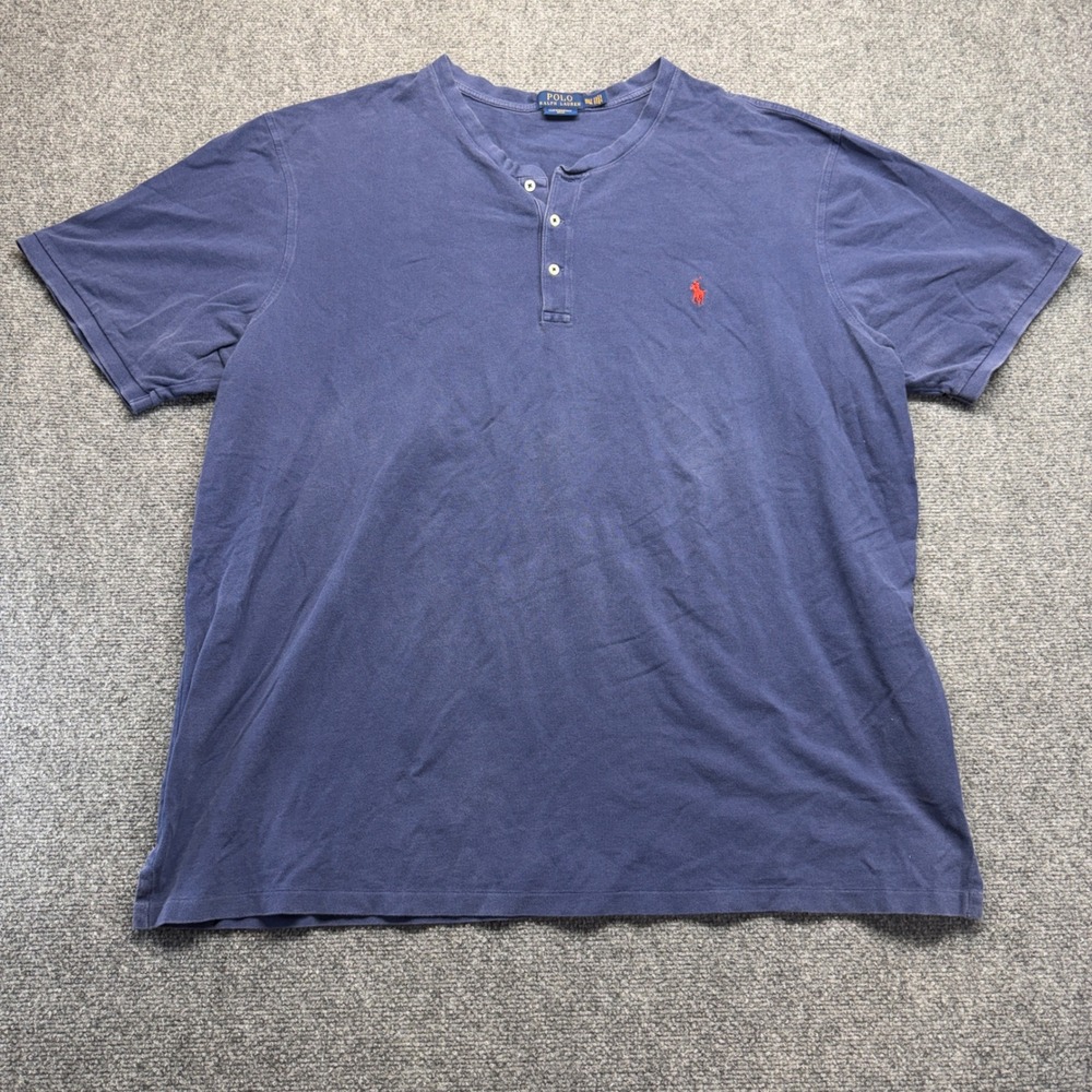 Polo Ralph Lauren Henley Shirt Mens 3XLT Blue Featherweight Mesh Short Sleeve